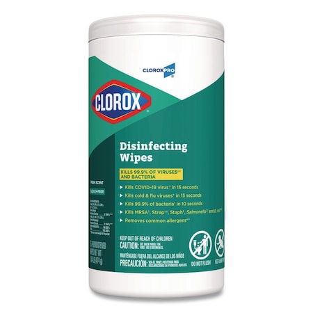 Clorox CloroxPro Disinfecting Wipes, 1-Ply, 7 x 8, Fresh Scent, White, 75 Wipes 15949