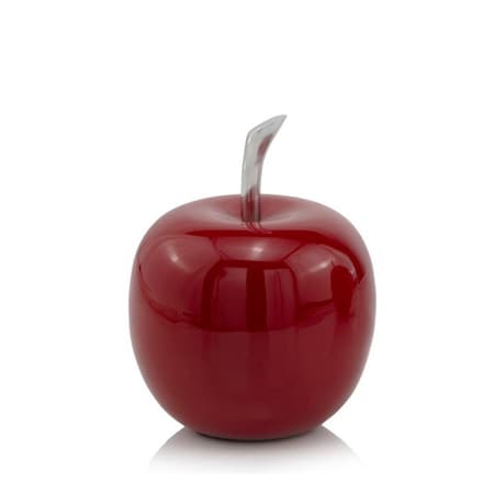 Homeroots 6" Red Aluminum Decorative Apple Tabletop Sculpture 354694