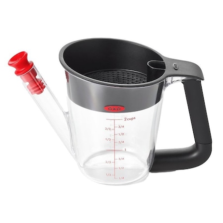 Good Grips Fat Separator, 1 pt Capacity, 5.3 in L, 3 in W, 9 in H, Plastic/Silicone, Clear 11273100