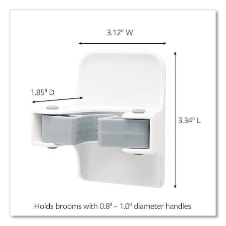 Command Broom Gripper, 3.12w x 1.85d x 3.34h, White/Gray, 2 Grippers/4 Strips 17007-HW2ES