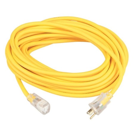 Southwire SJEOW Extension Cord, 16 AWG, Outdoor, 16/3, 1 Outlets, 5-15R, Yellow, TPE, 5-15P, 25 ft 1287SW0002
