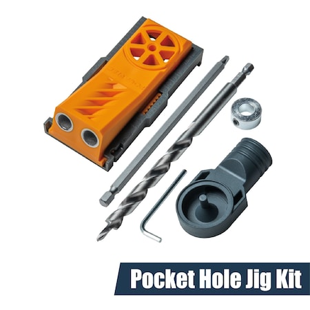 Powertec Pocket Hole Jig Kit, Woodworking Jigs w/ Adjustable Depth Drill Guides, 3/8" Drill Bit, Stop Collar 71643