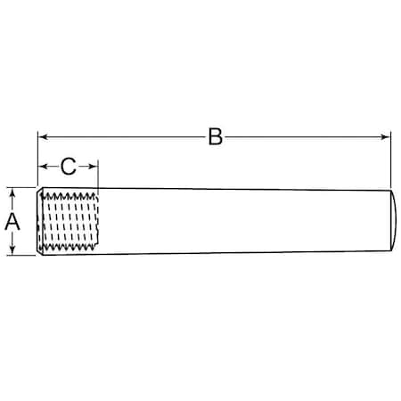 Huyett Internal Threaded Taper Pin, 300 SS, 7 Pin x 0.410 in Dia x 0.408 in Small End Dia x 3.000 in Length TPTIS-07-3000