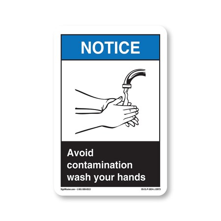Signmission OSHA, Avoid Contamination Wash Your Hands, Size: 18in X 24in Rigid Plastic, OS-CL-P-1824-L-19973 OS-CL-P-1824-L-19973