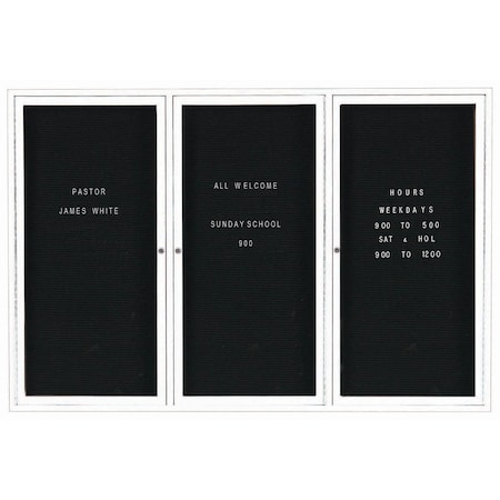 Aarco Outdoor Enclosed Directory w/ Al Frame, Powder Coated White, Letter Panel is Black Vinyl, 48''Hx72''W OADC4872-3W