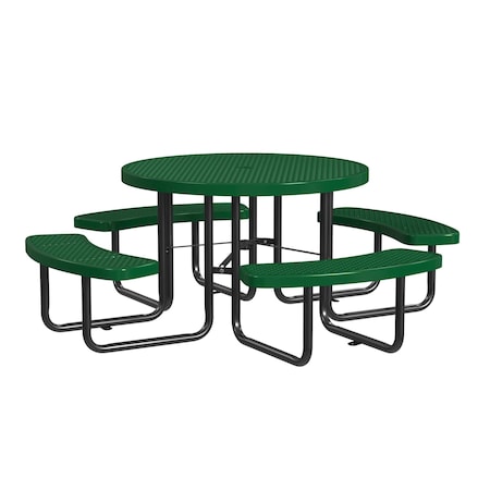 Leisure Craft Round Picnic Table, Green, Surface Mount, 46 in T46ROSM-GREEN