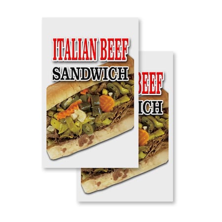 Signmission Italian Beef Sandwich, Vinyl Decals Only 24 Inch x 36 Inch, Vinyl Decal, 2PK DSB-2436-2PACK-Italian Beef Sandwich
