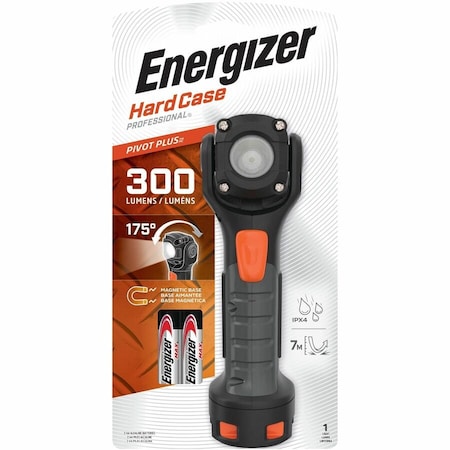 Energizer Pivot/Swivel Flshlght, Blk, Rubber, 300lm HCSW21E