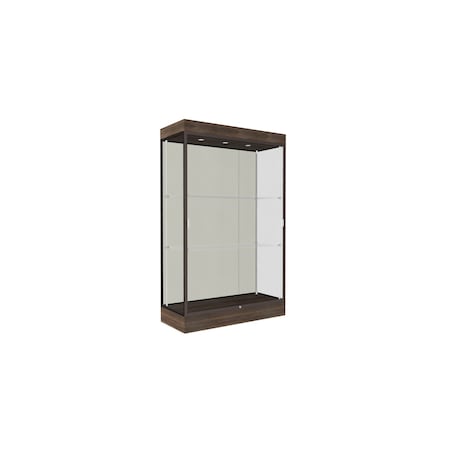 Ghent 76''H x 48''W x 20''D Edge Display Case 6'' Base w/ White Back & Dark Bronze Frame 92LFWH-BZ-CTK