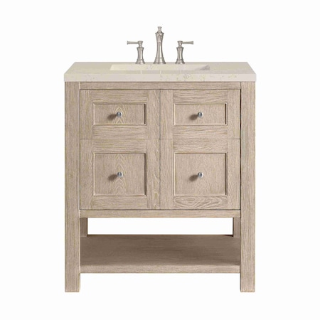 James Martin Vanities Breckenridge 30" Single Vanity, Whitewashed Oak, w/ 3 CM Siberian Silestone Top 330-V30-WWO-3SFR