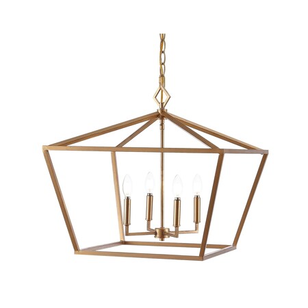 Jonathan Y Gatsby 23" 4-Light Adjustable Iron Rustic Glam LED Pendant, Gold JYL7520C