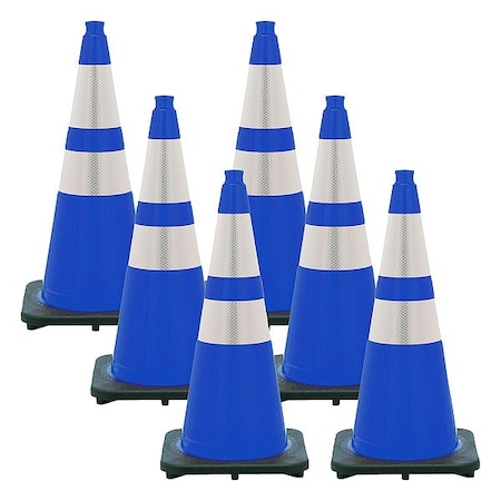 Mr. Chain Traffic Cone, Blue, 28 in H, PVC, PK6 97578-6