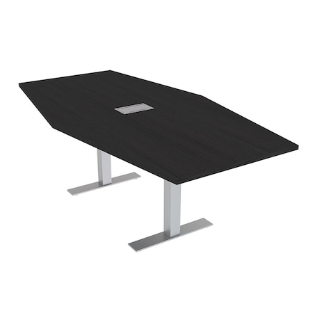 Skutchi Designs 6ft Hexagon Conference Table With Power | Harmony Series | 6 Person Meeting Room Table HAR-HEX.IR-48X72-T-U999ST19-ESIL