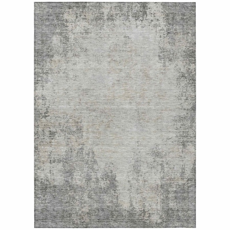 Homeroots 9' X 12' Gray And Ivory Abstract Washable Indoor Outdoor Area Rug 612332