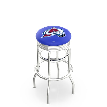 Holland Bar Stool Co 25" Chrome 2-Ring Colorado Avalanche Swivel Bar Stool, Accent Ring L7C3C25ColAva