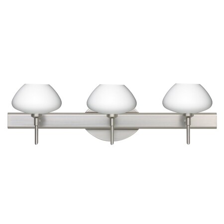 Besa Lighting Peri Vanity, Opal Matte, Satin Nickel Finish, 3x40W Halogen 3SW-541007-SN