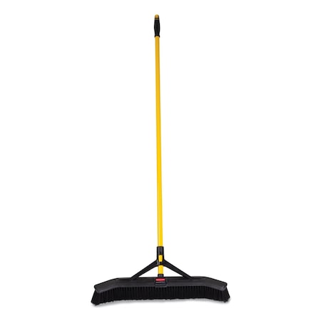 Rubbermaid Commercial Maximizer Push-to-Center Broom, 24", Polypropylene Bristles, Yellow/Black 2186280