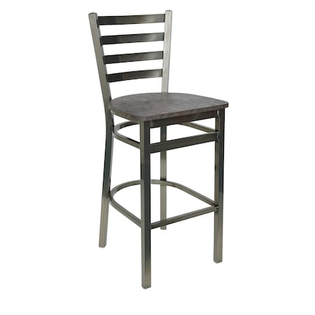 Bfm Seating Lima Ladder Back Barstool - Rustic Copper Relic Seat - Steel Frame - Clear Coat Finish 2160BRCR-CL