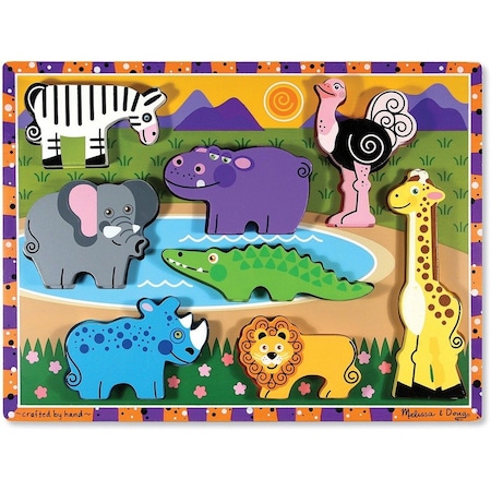 Melissa & Doug Safari Chunky Puzzle, 9in x 12in, 8 Pieces 3722