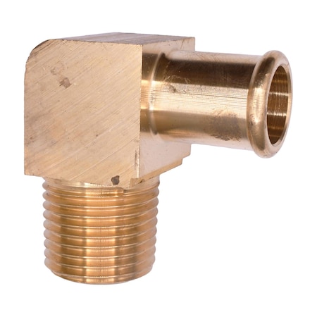 Auveco Brass 90 Degree Beaded Hose Barb 5/8in To Male Pipe 1/2in Adapter, 3PK 464