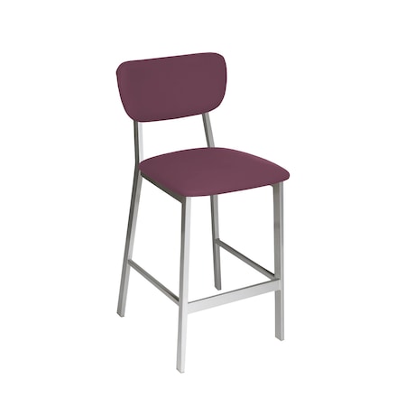 Bfm Seating Hamilton Side Barstool, Grade 3 Vinyl Seat & Back - Steel Frame - Platinum Finish JS10B2016-2016PL