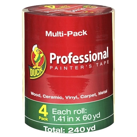 Duck Brand Professional Painter's Tape, 60 yd L, 1.41 in W, Beige, 4PK 1362492