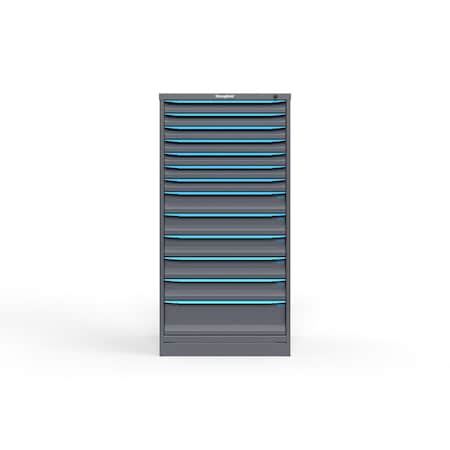 Strong Hold 13 drawer cabinet - (7x 2ft, 5x 4ft, 1x 7ft) - Blue accents - Keyed Different S3060-PPDAS-1302FS