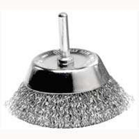 Weiler Wire Cup Brush, 2-3/4 in Dia, 1/4 in Arbor/Shank, Steel 36419