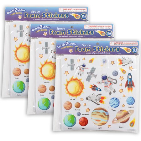 Ready 2 Learn Foam Stickers, Space, 152-Piece Set, 3PK CE10066