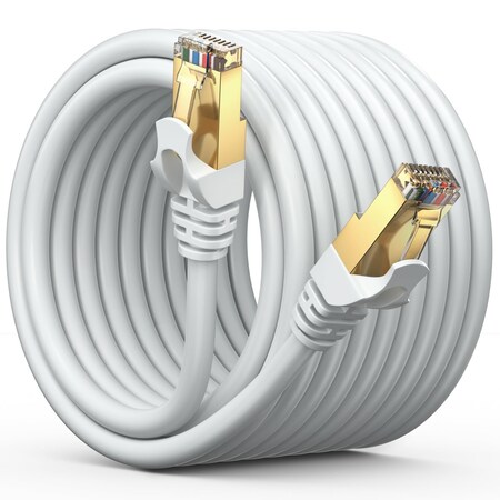 Maximm 20ft Flat Cat7 SFTP Shielded Ethernet Cable, White CAT720FTWhite2