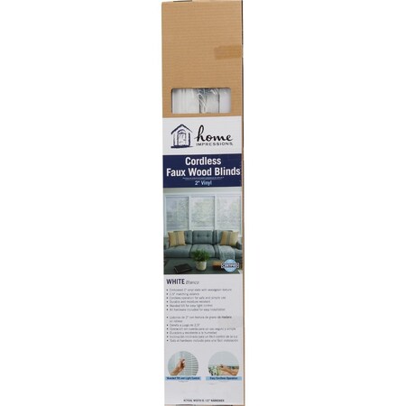 Home Impressions 27'' x 64'' x 2'' White Faux Wood Cordless Blind 603132