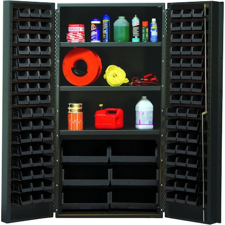 Quantum Storage Systems STORAGE CABINET W/102 BLACK BINS QSC-36SBK
