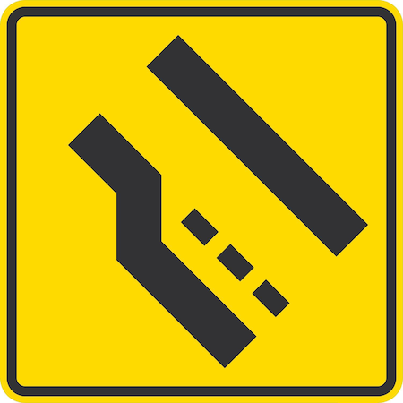 Lyle W4-2L, Left Lane Ends Symbol, 36x36, Engineer Grade, Yellow G-16003-EG_36x36