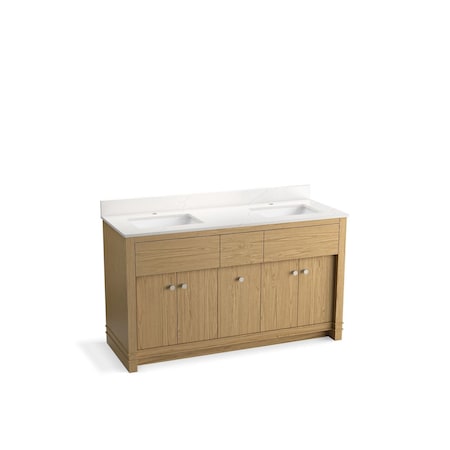 Kohler Alouette 60" bathroom vanity cabinet with sinks and quartz top 33293-WEK