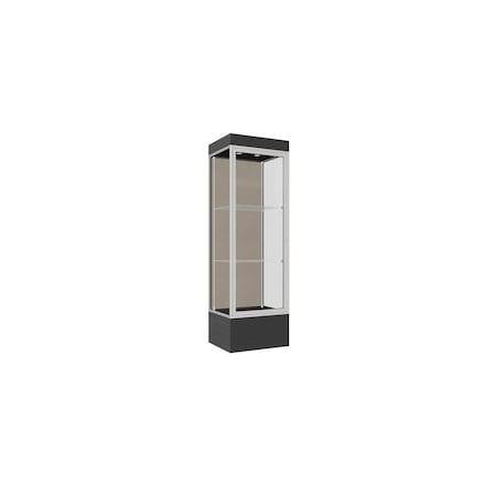 Ghent Lighted Floor Display Case 24x76x20, 12" Base, Satin 93LFCO-SN-BLK