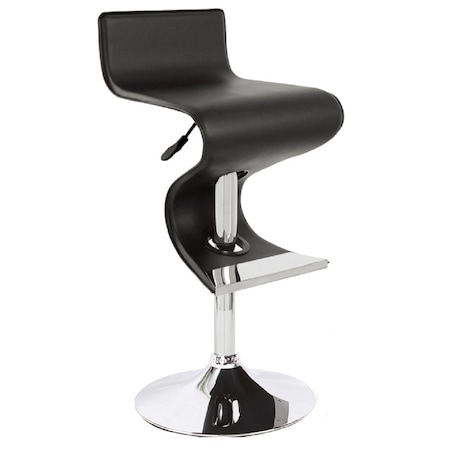 Homeroots Black and Silver Faux Leather and Metal Low Back Adjustable Height Bar Chair 555045