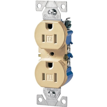 Eaton Wiring Devices Straight Blade Receptacle, 5-15R, 15 A, 125V AC, 2 Pole, 3 Wire, Flush Mount, Grounded TR270V-BOX