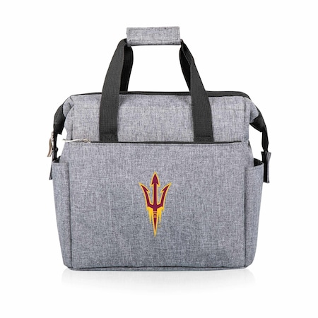 Picnic Time Family Of Brands NCAA Arizona State Sun Devils On The Go Lunch Bag Cooler - Soft Cooler Lunch Box, Heathered Gray 510-00-105-024-0