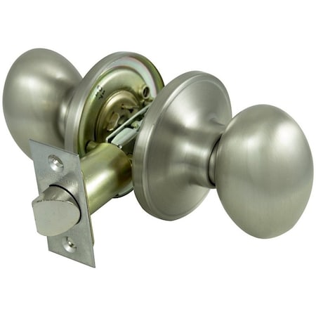 Prosource Passage Knob, Metal, Satin Nickel, 2-3/8 to 2-3/4 in Backset, 1-3/8 to 1-3/4 in Thick Door TYLP30V-PS