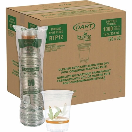 Solo Cold Cup, Plastic, 12 oz., PK1000 RTP12BARE