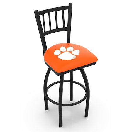 Holland Bar Stool Co 25" Blk Wrinkle Clemson Swivel Bar Stool, Jailhouse Back L01825Clmson