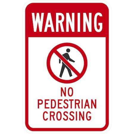 Lyle Warning No Pedestrian Crossing (w/sym), 12x18, Engineer Grade, White G-3370-EG_12x18