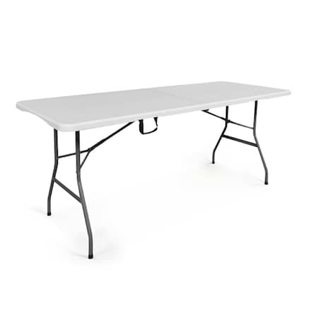 4Dock 6 Foot Heavy Duty Portable Folding Table for 4-6 People, White FT001