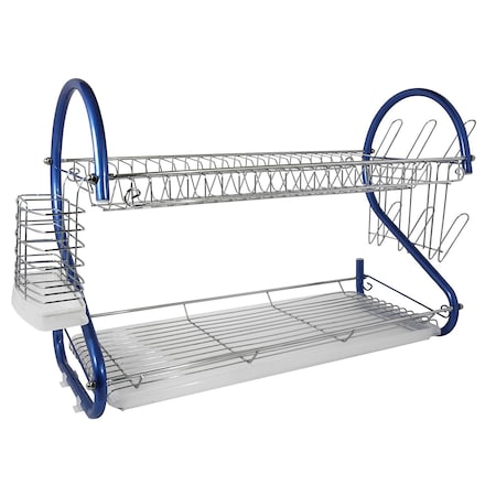 Better Chef 2-Tier 22 in. Chrome Plated Dish Rack in Blue DR-226B