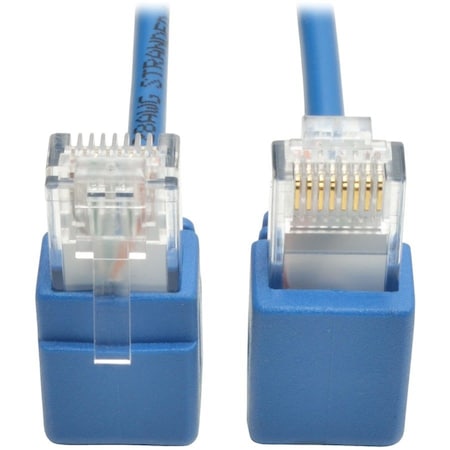 Eaton Tripp Lite Series Right-Angle Cat6 Gigabit Snagless Molded Slim UTP Ethernet Cable RJ45 M/M, N201-SR1-BL