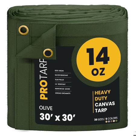 Protarp 30 ft. x 30 ft., 14 Oz, Olive, Polyester PT-303-30X30