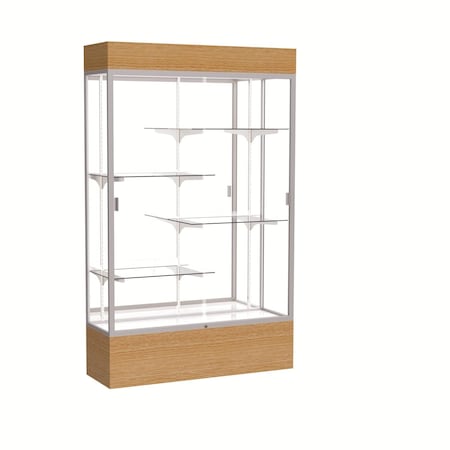Ghent Lighted Floor Display Case 48x80x16, Mirror 2174MB-SN-AK