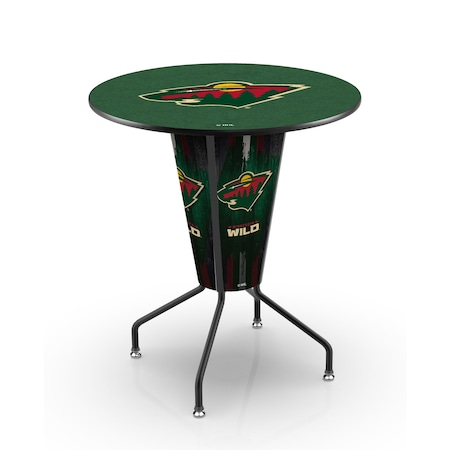 Holland Bar Stool Co Lighted 42" Black Minnesota Wild Pub Table L218B42MinWld36RMinWld