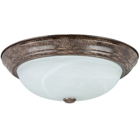 Sunlite 15in. Decorative Dome Ceiling Fixture, Distressed Brown Finish, Alabaster Glass 46078-SU