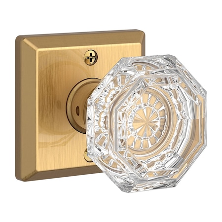 Baldwin Half Dummy Crystal Knob and Traditional Square Rose Lifetime Satin Brass Finish HDCRYTSR044